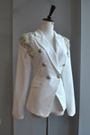 BLACK DOUBLE BREASTED BLAZER WITH DIAMOND DETAILS