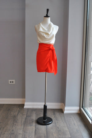 ORANGE MINI SKIRT WITH SIDE TIE
