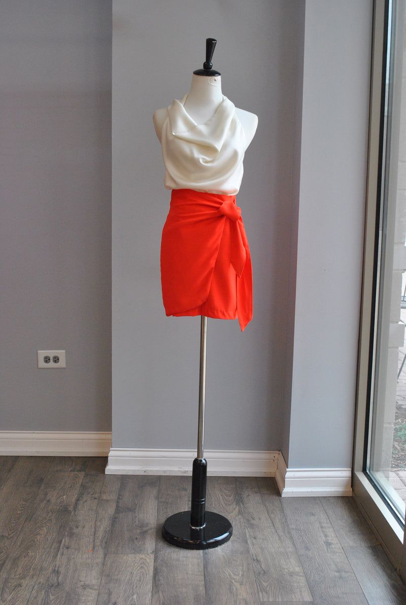 ORANGE MINI SKIRT WITH SIDE TIE