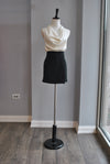BLACK FAUX LEATHER HIGH WAISTED SHORTS WITH A BELT AND SIDE POCKETS