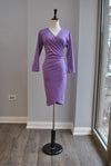 CLEARANCE - PURPLE CASUAL SUMMER DRESS WITH RUSHING