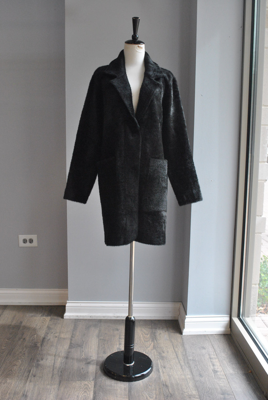 BLAVK SIMPLE ALPAKA COAT
