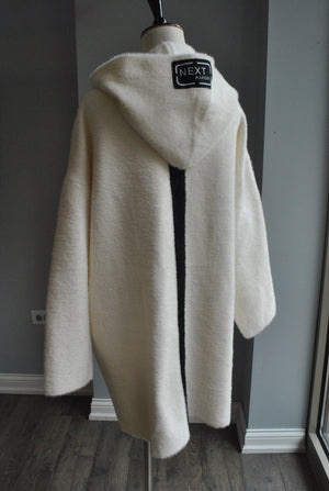 OFF WHITE CASUAL ALPAKA COAT WITH A HOODIE