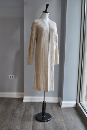 BONE COLOR OPEN STYLE LONG CARDIGAN