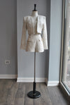 WHITE AND GOLD TWEED SET OF ROMPER AND A CROPPED JACKET