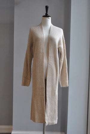 BONE COLOR OPEN STYLE LONG CARDIGAN