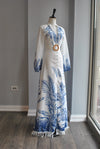 CLEARANCE - WHITE AND BLUE MAXI SUMMER DRESS