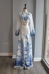 CLEARANCE - WHITE AND BLUE MAXI SUMMER DRESS
