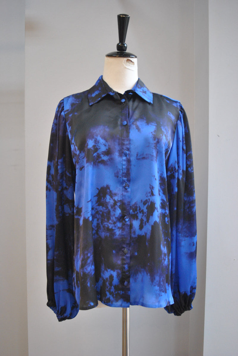 BLACK AND BLUE OMBRE SILKY BLOUSE