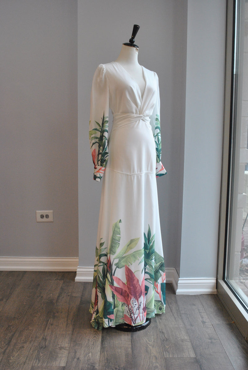 CLEARANCE - WHITE AND GREEN SUMMER MAXI DRESS