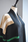 BLACK AND BEIGE OPEN STYLE CARDIGAN