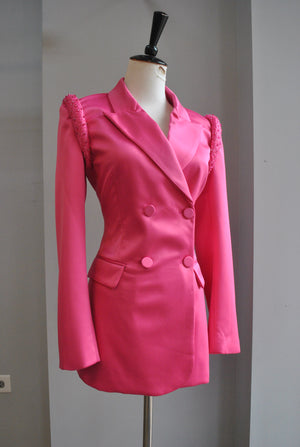 CLEARANCE - FUCHSIA PINK SATIN BLAZER