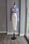 WHITE HIGH WAISTED PENCIL SKIRT