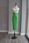 EMERALD GREEN HIGH WAISTED PENCIL SKIRT