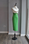 EMERALD GREEN HIGH WAISTED PENCIL SKIRT
