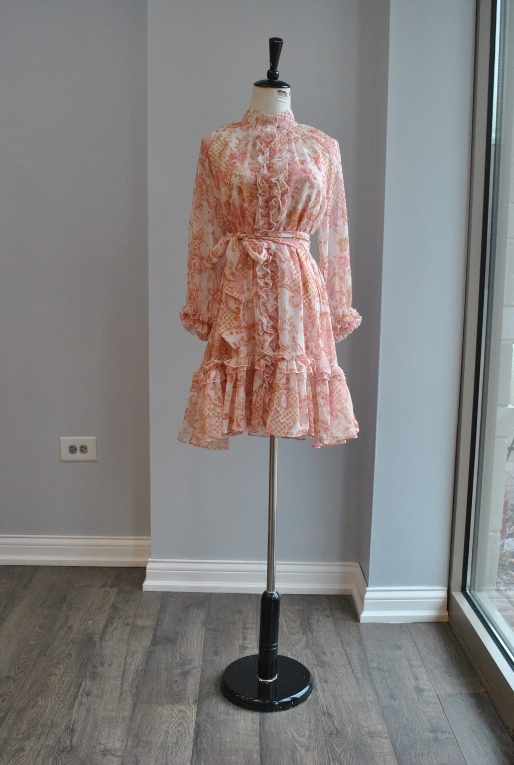 BLUSH PINK MULTI LOOSE FIT TUNIC DRESS WITH A BELT