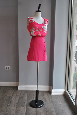 FUCHSIA PINK AND FLOWER SILKY SUMMER