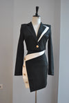 CLEARANCE - BLACK AND WHITE SET OF MINI SKIRT AND CROPPED BLAZER