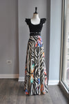 BUTTERFLIES MAXI SUMMER SKIRT WITH A BELT