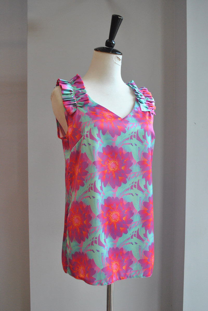 TURQUOISE MULTI SUMMER SILKY TOP