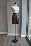 CHOCOLATE BROWN FAUX LEATHER PLEATED MINI SKIRT