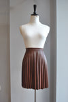 CHOCOLATE BROWN FAUX LEATHER PLEATED MINI SKIRT