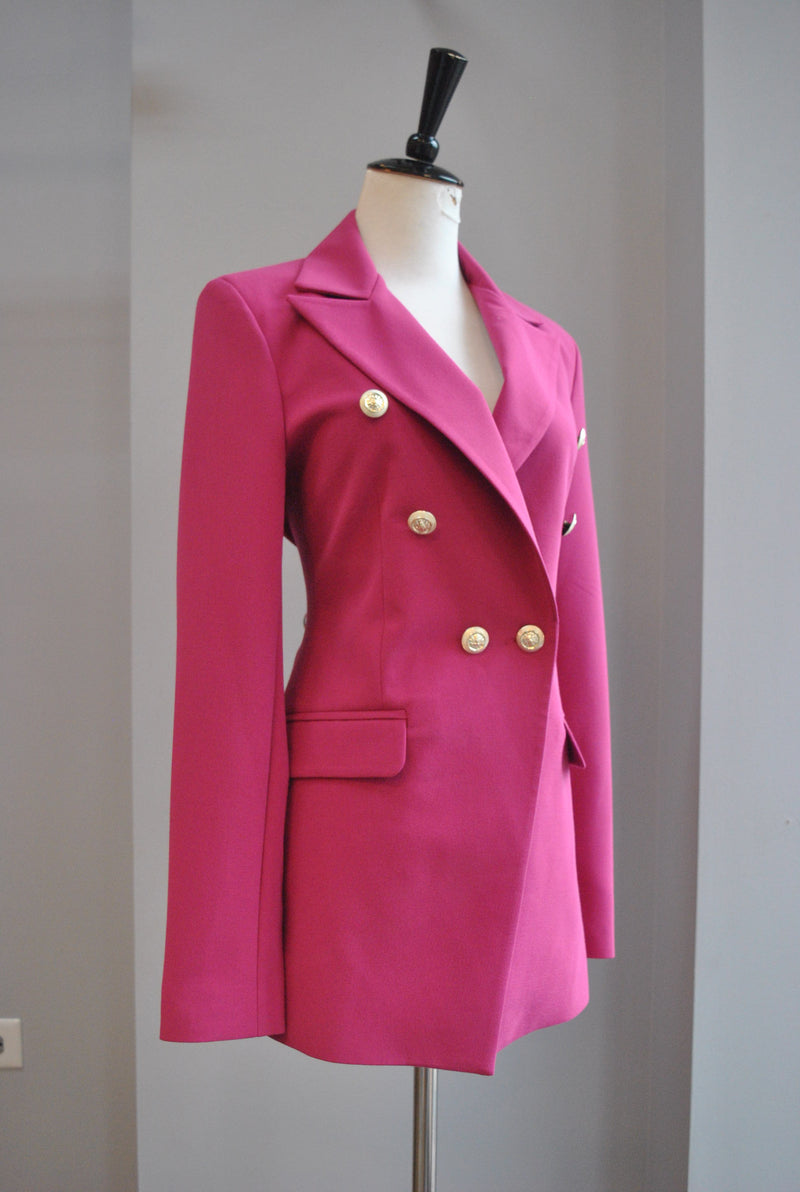 CHANEL Boutique Pink Double Breasted Jacket Fuchsia Pink Size: 36 For Sale  at 1stDibs