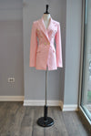 BLUSH PINK DOUBLE BREASTED LONGER BLAZER