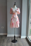 PINK OMBRE WRAP SUMMER DRESS WITH SHORT SLEEVES