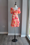 ORANGE MULTI SUMMER WRAP DRESS WITH SHORT SLEEVES
