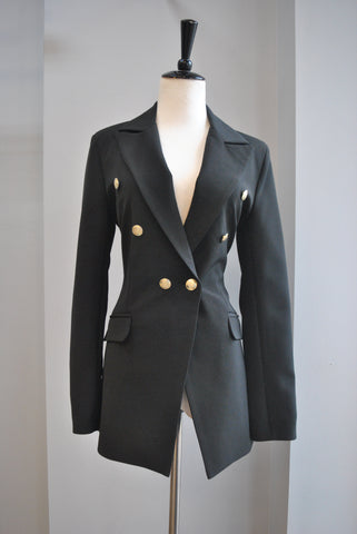 BLACK SPRING DOUBLE BREASTED COAT