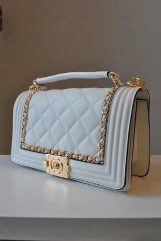 CARAMEL FAUX CROCODILE LEATHER CLUTCH / CROSSBODY HANDBAG