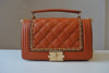 CARAMEL GUILTED MEDIUM CROSSBODY BAG WITH GOLD CHAIN