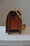 CARAMEL GUILTED MEDIUM CROSSBODY BAG WITH GOLD CHAIN