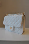 CARAMEL FAUX CROCODILE LEATHER CLUTCH / CROSSBODY HANDBAG