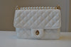 WHITE GUILTED SMALL CROSSBODY BAG WITH PEARLS