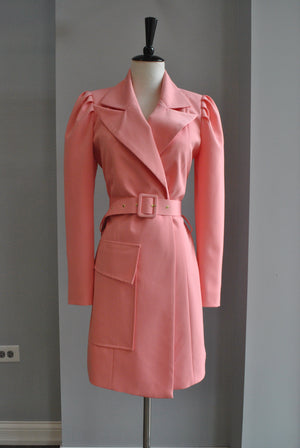 CLEARANCE - SALMON COLOR JACKET DRESS WITH A BELT