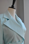 AQUA BLUE DOUBLE BREASTED FIT JACKET WIT A BELT