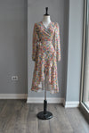 MULTICOLOR FLOWER PRINT HIGH AND LOW WRAP SUMMER DRESS