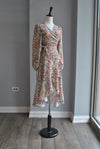 MULTICOLOR FLOWER PRINT HIGH AND LOW WRAP SUMMER DRESS