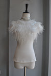 WHITE MESH TOP WITH FEATHERS
