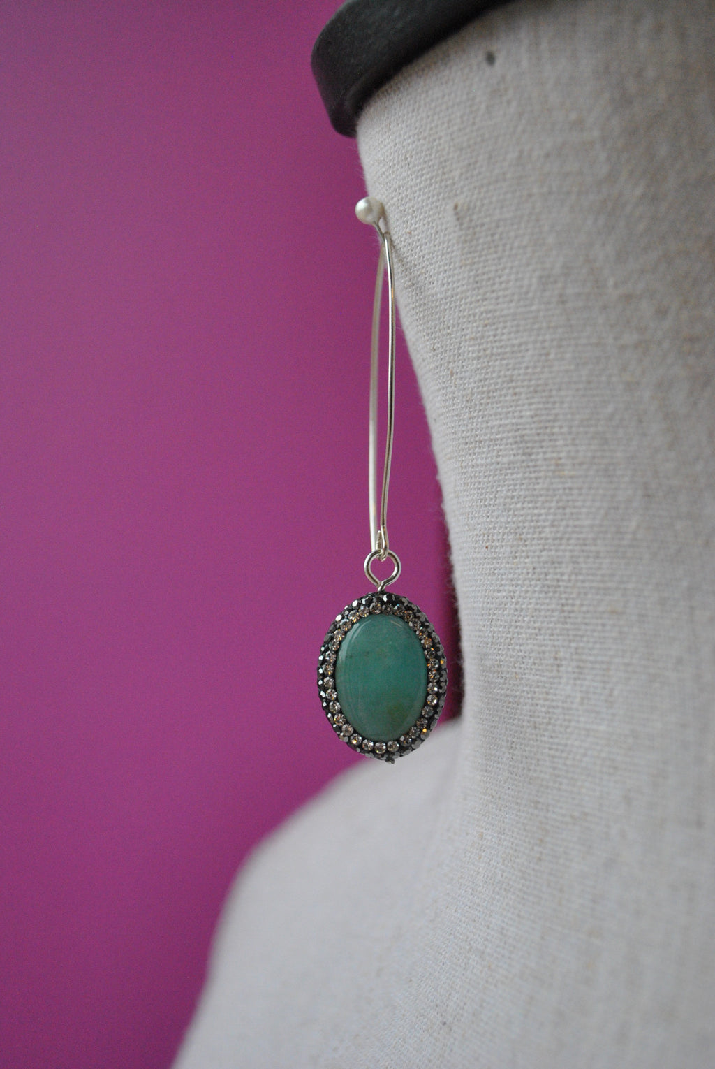 AMAZONITE AND SWAROVSKI CRYSTALS LONG EARRINGS