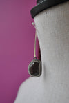 DARK CHERRY SAPPHIRE AND SWAROVSKI CRYSTALS LONG EARRINGS