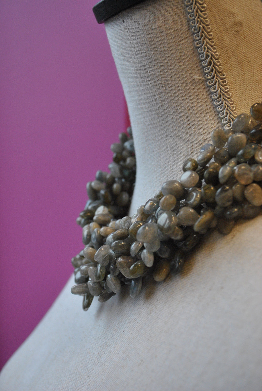 LABRADORITE FREEFORMS MULTISTRAND STATEMENT NECKLACE