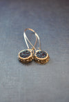 ROYAL BLUE DRUZY AND SWAROVSKI CRYSTALS LONG EARRINGS
