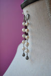 OFF WHITE FRESHWATER PEARLS LONG EARRINGS