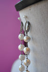 OFF WHITE FRESHWATER PEARLS LONG EARRINGS