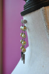 OLIVE FRESHWATER PEARLS LONG STATEMENT EARRINGS