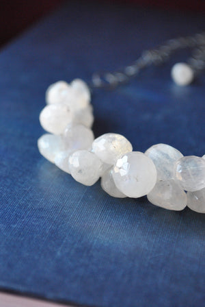 MOONSTONE TEARDROP DELICATE NECKLACE WITH ADJUSTABLE LENGTH