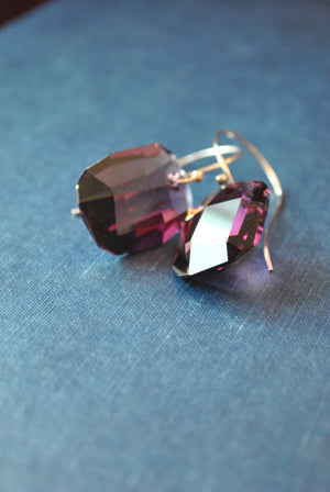 PURPLE SWAROVSKI CRYSTALS STATEMENT EARRINGS